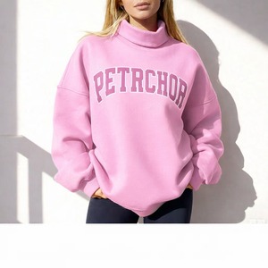 Sweat-shirt personnalisé surdimensionné à imprimé lettres Petrichor pour femme, col roulé, manches longues, en polaire, décontracté, en coton, streetwear d'hiver - Product Image 5