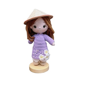 Đồ chơi búp bê Amigurumi dễ thương cô gái Việt Nam mặc áo dài và khăn xếp, búp bê Sofia - Quà tặng sinh nhật Giáng sinh tuyệt vời cho trẻ em - Product Image 1