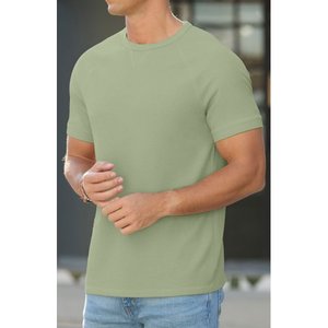 Mens Basic 100% Cotton O-Neck Shirts Short Sleeve Regular Fit Solid Color Casual <b>Tshirts</b> Summer Lightweight Breathable Quick Dry - Product Image 3