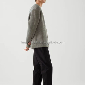 Cárdigan de Punto de Lana/Acrílico de Manga Larga, Color Sólido, Casual, para Otoño/Invierno, con Botones Cubiertos, para Hombre, de la Mejor Calidad, Nueva Llegada - Product Image 3