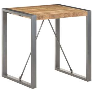 Table de salle à manger en bois de manguier brut massif 27.6 "x 27,6" x 29,5 "-Élégante et durable - Product Image 1