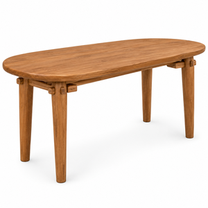 Table à manger rectangulaire en teck, design scandinave moderne, pieds en bois, 6 places, écologique, imperméable, durable, stable pour hôtel - Product Image 2