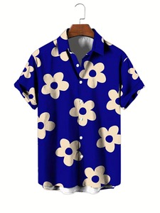 Chemise imprimée 3D motif floral pour homme, manches courtes, décontractée, pour l'été, la plage, les vacances, la mode quotidienne, coupe ample - Product Image 3