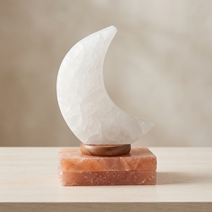 Lampe en forme de lune en sel blanc, cristal himalayen naturel, lumière d'ambiance nocturne pour la décoration de la maison et de la chambre - Product Image 5