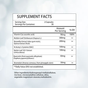 Mélange exclusif pour soutenir la santé respiratoire pulmonaire et bronchique, le système immunitaire – Capsules de détoxification pulmonaire directes d'usine - Product Image 3