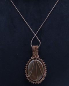 Collar con Colgante de Piedra de Ágata Natural Envuelto en Alambre de Cobre, Joyería Boho Hecha a Mano con Piedras Preciosas, Venta al Por Mayor - Product Image 4