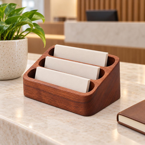 Handicraft Natural Wooden Business Card Holder for Desk Rooms <b>Home</b> Offices Trade Shows Wood Office Accessory and Business <b>Gift</b> - Product Image 6