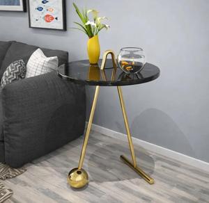 Mesa Consola Moderna con Tapa de Mármol y Base de Metal Dorado, Mueble Decorativo Contemporáneo para Sala de Estar - Product Image 3