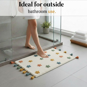 Tapis de bain en coton tufté antidérapant de qualité supérieure |   Super absorbant et séchage rapide, motif floral moderne |   Taille et couleur personnalisables Maison Hôtel - Product Image 2