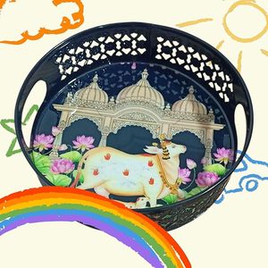 <b>Elephant</b> and Other Pichwai Classical Prints Available Round - Product Image 2