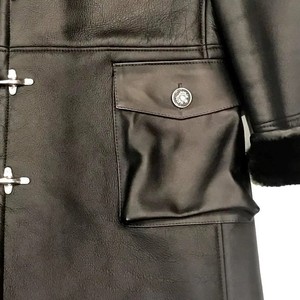 <b>Men's</b> Genuine Leather <b>Shearling</b> Aviator <b>Jacket</b> Premium Fur Lined Winter Coat Durable Warm Stylish Outerwear Wear - Product Image 2