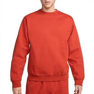 Sweat-shirt à col rond pour homme, couleur unie, coupe classique, en molleton tricoté, style décontracté d'automne, 100% coton, rouge - Product Image 4