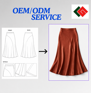 Venta al por mayor 2025 OEM ODM Falda casual de mujer vintage de cintura natural, línea A, a media pantorrilla, de tela de acetato con diseño asimétrico - Product Image 5