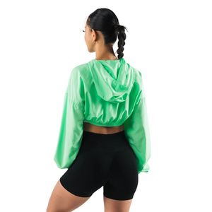 Women's Mint Green Cropped Windbreaker <b>Jacket</b> Lightweight Full Zip <b>Workout</b> Gym Running Activewear Long Sleeve <b>Jacket</b> - Product Image 6