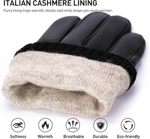 Gants de conduite en cuir noir unisexes, chauds pour l'hiver, à doigts complets, compatibles avec les écrans tactiles, légers, de qualité supérieure - Product Image 4