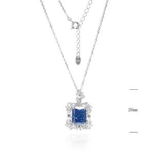 Pendentif en argent 925 plaqué rhodium de luxe avec zirconium cubique bleu - Product Image 1