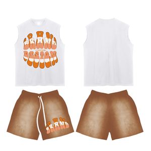 Classic High-end <b>Designer</b> Summer Fashion <b>Men</b> Custom Silk Screen Printed Breathable Acid Wash 100% Cotton <b>Shorts</b> <b>T</b>-<b>shirts</b> <b>Set</b> - Product Image 5