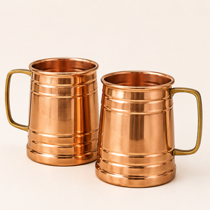 Pure Solid Copper Beer <b>Mug</b> Handmade Polished Copper <b>Mugs</b> with Brass Handle <b>Large</b> Capacity Metal Drinkware for Bar & Hotel Use - Product Image 1
