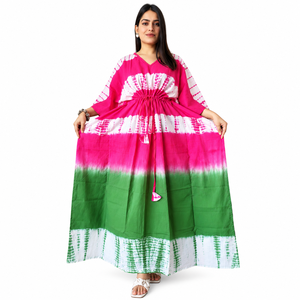Cotton Printed <b>Kaftan</b> Dress <b>for</b> Women Tie Dye Floral Bohemian Maxi Resort Wear <b>Beach</b> Cover Up Wholesale Apparel - Product Image 1