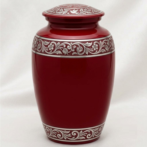 Urnes funéraires en aluminium en gros pour cendres humaines adultes, urne commémorative élégante gris moucheté avec bande argentée gravée - Product Image 5