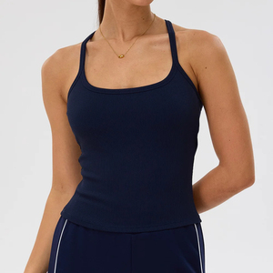 Women's Gym Yoga <b>Top</b> Slim Fit Solid Color Sports Vest Breathable Fitness Activewear - Product Image 4