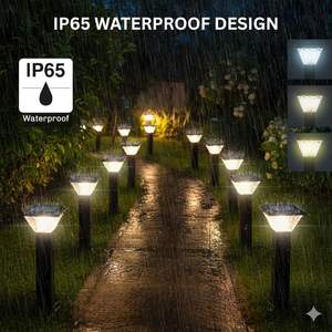 โฮมฮอปอลูมิเนียมไฟพลังงานแสงอาทิตย์ตกแต่งสวนกลางแจ้ง 84 LED กันน้ำไร้สายโคมไฟทางเดินสำหรับลานบ้านภูมิทัศน์ลานบ้าน - Product Image 3