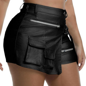 Jupe cargo en cuir véritable, coupe décontractée, design de poches fonctionnelles, étiquette privée personnalisée, production en gros - Product Image 3