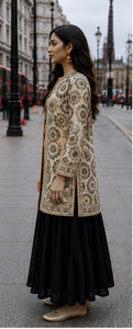 Women's Winter <b>Jacket</b> with Hand Embroidered Suzani Design <b>White</b> Fabric Bridesmaid Gift or Women's Clothing OEM ODM Bulk Sale - Product Image 4