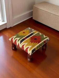 Luxury Stylish Multicolor Wool Jute Handwoven <b>Stool</b> Traditional Design Square Shape Eco-Friendly for Premium Home Decor Living - Product Image 3
