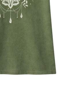 Camiseta Personalizada Verde Oliva para Mujer con Gráfico de Mariposa Lunar, Algodón Suave, Manga Corta, Estilo Boho Casual, Holgada, para Verano - Product Image 6
