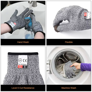 Gants de cuisine haute performance résistants aux coupures, doublure HPPE, poignet tricoté, pour décortiquer les huîtres, gants de sécurité pour la découpe, gris - Product Image 2