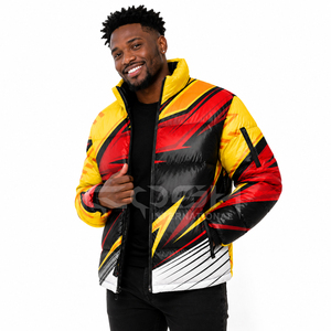 Cosh International Men's Varsity Puffer Jacket Custom Logo Sustainable Fabric Waterproof Fleece Winter <b>Coat</b> - Product Image 1