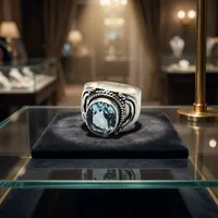 Bague statement en argent sterling 925 avec topaze bleue, faite à la main, style bohème vintage, bijoux de cocktail pour femmes et hommes