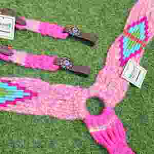 Ensemble de têtière et de collier de poitrail en cuir de vache et mohair, fabriqué à la main en Argentine, avec couleurs personnalisables, tour de poitrail avant de 32 pouces - Product Image 5