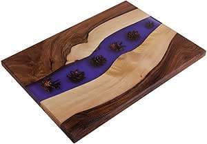 Tabla de Cortar de Madera y Resina con Diseño de Olas Oceánicas, 2.0 cm de Grosor, Apta para Lavavajillas, Ideal para Servir Queso y Charcutería - Product Image 2