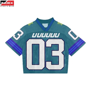 INDEX Custom American Football Jersey Men's V-Neck Short Sleeve Sublimated Print <b>Blue</b> 03 <b>Mesh</b> Breathable Regular Fit - Product Image 6