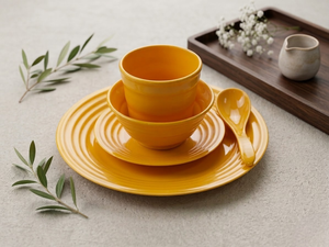 [Directo de Fábrica] Resina PGT resistente fabricada en Taiwán. Juego de cubiertos duradero y elegante: taza, tazón, plato, cuchara. - Amarillo solar - Product Image 4