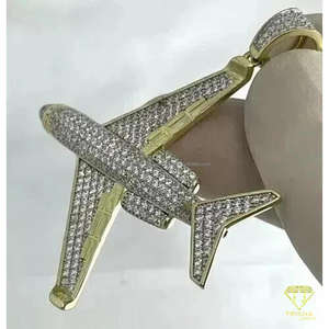 Colgante Urbano de Hip Hop con Diseño de Avión a Reacción, Moissanita VVS, Plata 925, Certificado GIA, Unisex, con Múltiples Opciones de Chapado - Product Image 2