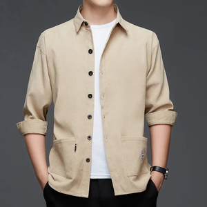 New Men Casual and Fashionable Long Sleeved Workwear <b>Shirt</b> Solid Color Comfortable and Breathable Versatile Top for All Seasons - Product Image 4