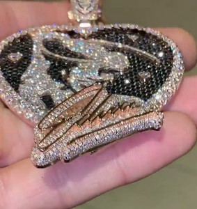 Colgante de Moissanita con Corte Brillante y Patrón Geométrico Personalizable de Plata S925 para Hombre, Chapado en Rodio/Oro, Estilo Hip-Hop, Ideal para Fiestas - Product Image 3