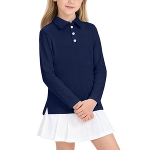 Camisas de Uniforme Escolar de Manga Larga para Niñas, 65% Poliéster, 35% Algodón, Camiseta Polo con Logotipo Personalizado para Estudiantes - Product Image 1
