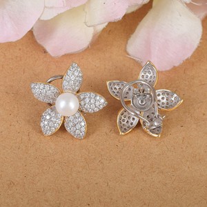 Cubic Zirconia Gemstone Floral Gemstone <b>Earrings</b> S925 Sterling Silver Pearl Gemstone Studs New Arrivals Hot Selling <b>Fine</b> Jewelry - Product Image 4
