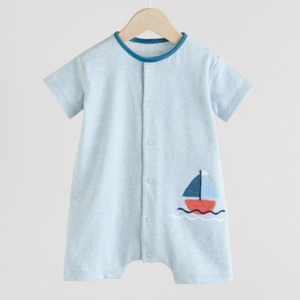 Rompers de algodón orgánico con botones de madera clásicos para recién nacidos, fabricante mayorista, proveedor de algodón de bambú de la India - Product Image 2