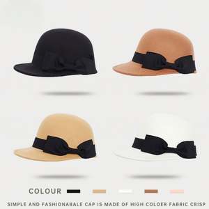 Nouveau chapeau d'équitation automne-hiver pour femme, chapeau en feutre rétro à nœud papillon tendance - Product Image 5