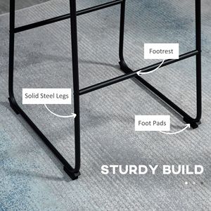 Set di 4 Sgabelli da Bar Vintage Alti, in Pelle PU Nera, per Sale da Pranzo e Bar - Product Image 5