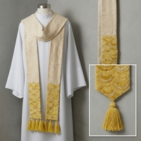 Étole de prêtre brodée or avec pompons, vêtement de cérémonie de luxe pour tenue religieuse adulte unisexe