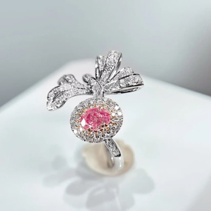 Flower Shape <b>Cocktail</b> <b>Ring</b> With Pink Sapphire And Diamond 18K <b>Gold</b> Women Luxury Engagement <b>Ring</b> - Product Image 1