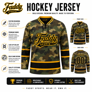 Maillot de hockey sur glace personnalisé camouflage, uniforme d'équipe sublimé, respirant, pour homme, entraînement, col en V à lacets, vêtements de sport - Product Image 5