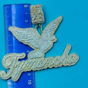 Pendentif personnalisé en moissanite VVS, style 'Iced Out', en argent 925, avec attache 'Birds', pour initiale, lettre ou nom, style 'Rapper' - Product Image 4