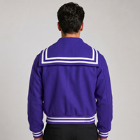 Veste universitaire pour homme de couleur marron, col marin, à capuche, fermeture à boutons, style preppy, vêtement d'automne, coupe classique